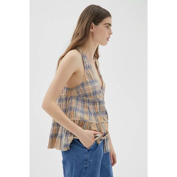 New Urban Outfitters UO Mia Check Babydoll Top Size XS - Picture 3 of 9